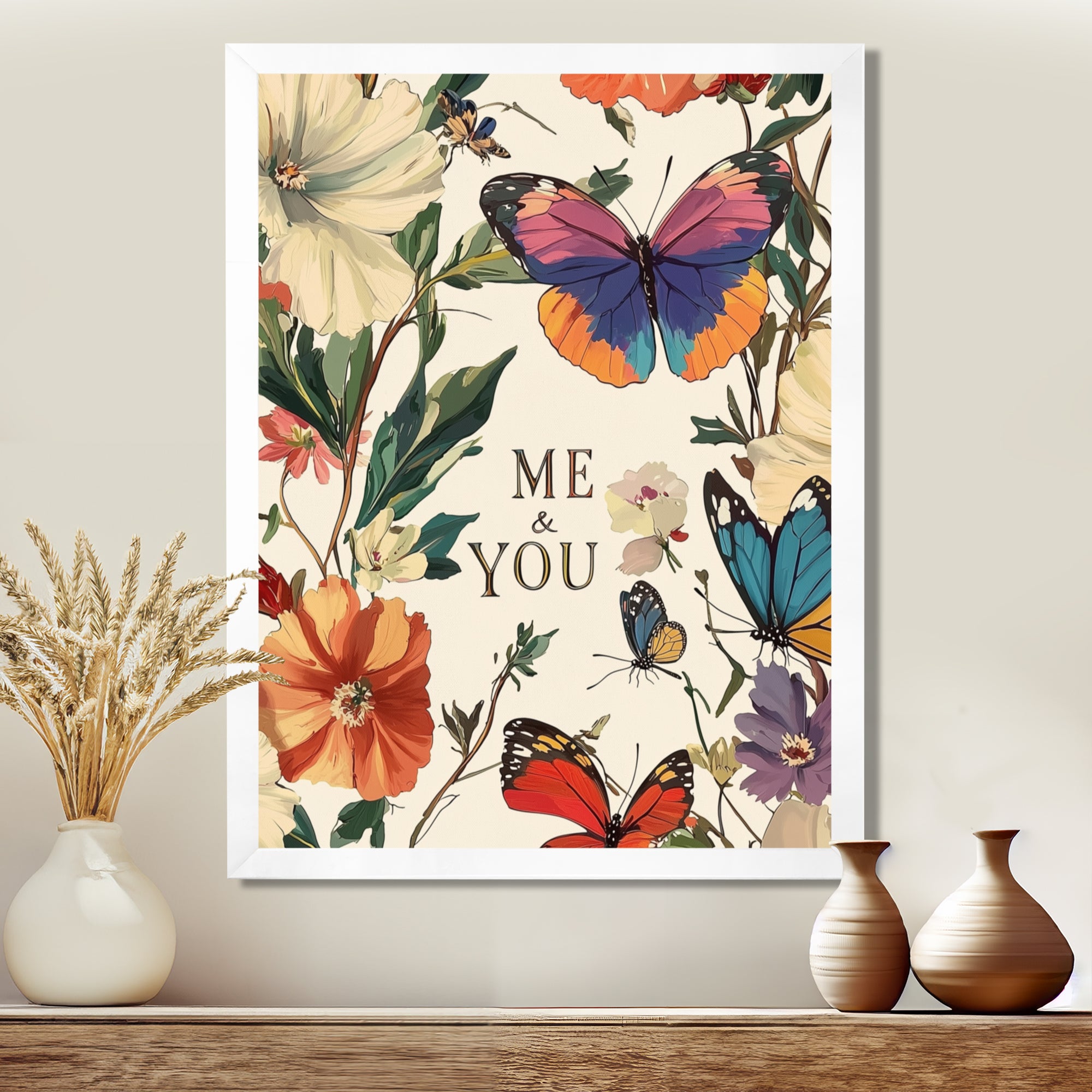 Love Butterflies In Blue And Pink Tones - Blue Butterfly Wall Art