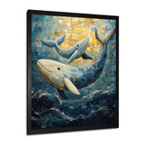 Whales In Blue And Yellow Tones - Whale Large Canvas Wall Art