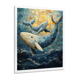 Whales In Blue And Yellow Tones - Whale Large Canvas Wall Art