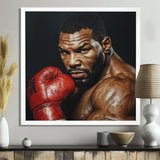 Red Mike Tyson Boxing Gloves Up Portrait - Sport Boxing Canvas Wall Art