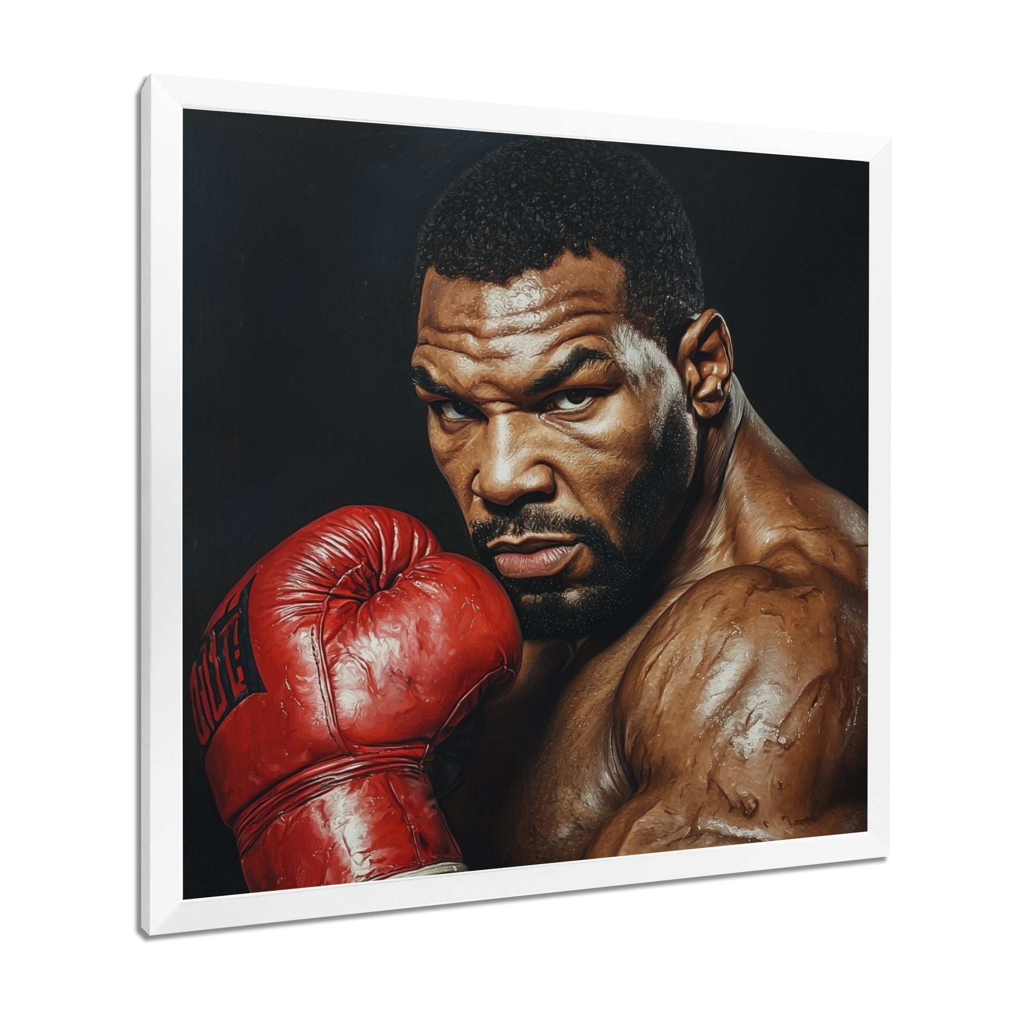 Red Mike Tyson Boxing Gloves Up Portrait - Sport Boxing Canvas Wall Art