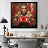 Red Mike Tyson Boxing Gloves Up - Sport Boxing Canvas Wall Art