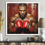 Red Mike Tyson Boxing Gloves Up - Sport Boxing Canvas Wall Art