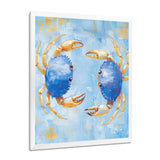 Blue Coastal Crab Battle - Crab Canvas Wall Art