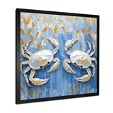 Blue White Coastal Crab Battle - Crab Wall Decor