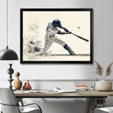Grey Baseball Minimal Swing Ii Accented With - Sport Baseball Canvas Wall Art
