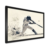 Grey Baseball Minimal Swing Ii Accented With - Sport Baseball Canvas Wall Art