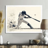 Grey Baseball Minimal Swing Ii Accented With - Sport Baseball Canvas Wall Art