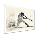 Grey Baseball Minimal Swing Ii Accented With - Sport Baseball Canvas Wall Art