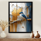 Gold And Blue Bird Rustic Charm - Bird Large Canvas Wall Art
