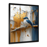 Gold And Blue Bird Rustic Charm - Bird Large Canvas Wall Art