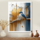 Gold And Blue Bird Rustic Charm - Bird Large Canvas Wall Art