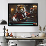 Red Lion Playing Billards - Billiards Canvas Wall Art