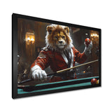 Red Lion Playing Billards - Billiards Canvas Wall Art