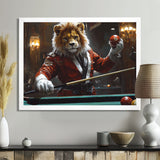 Red Lion Playing Billards - Billiards Canvas Wall Art