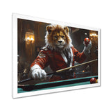 Red Lion Playing Billards - Billiards Canvas Wall Art