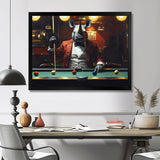 Red Rhino Playing Pool - Billiards Canvas Wall Art