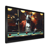 Red Rhino Playing Pool - Billiards Canvas Wall Art