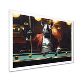 Red Rhino Playing Pool - Billiards Canvas Wall Art