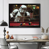 White Stormtrooper Playing Pool Billard I - Billiards Canvas Wall Art