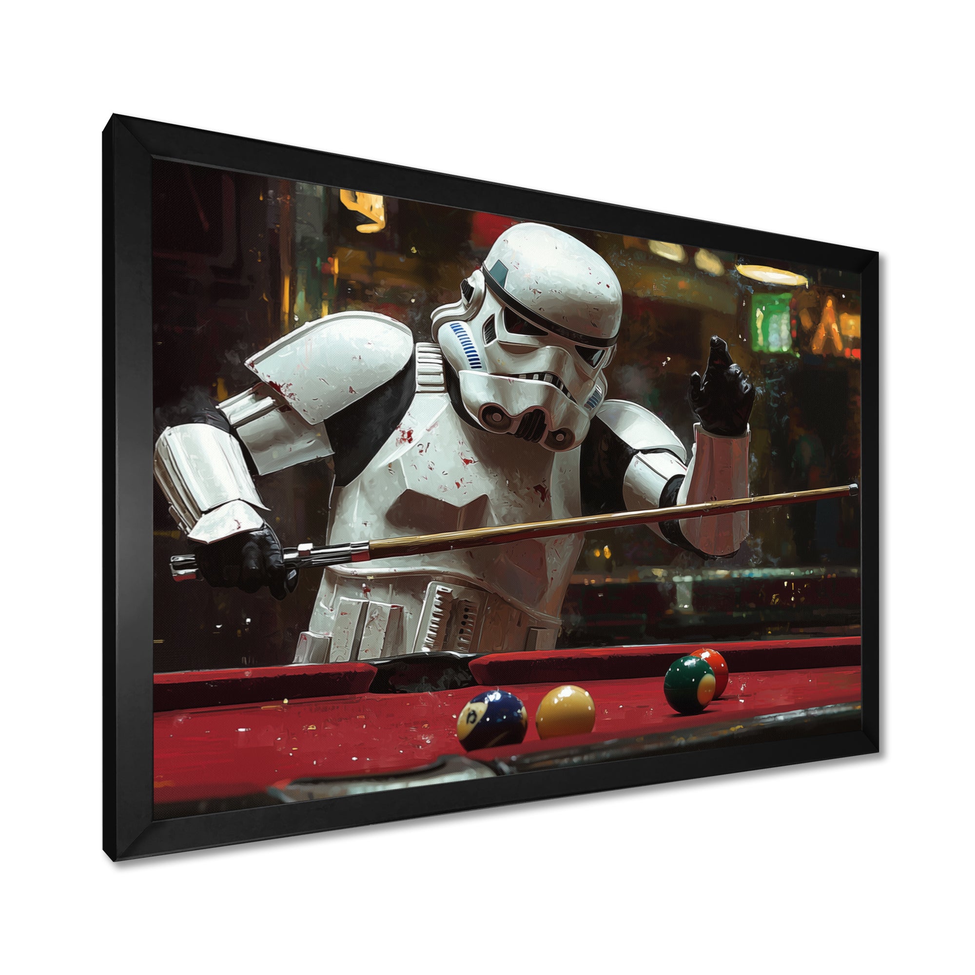 White Stormtrooper Playing Pool Billard I - Billiards Canvas Wall Art