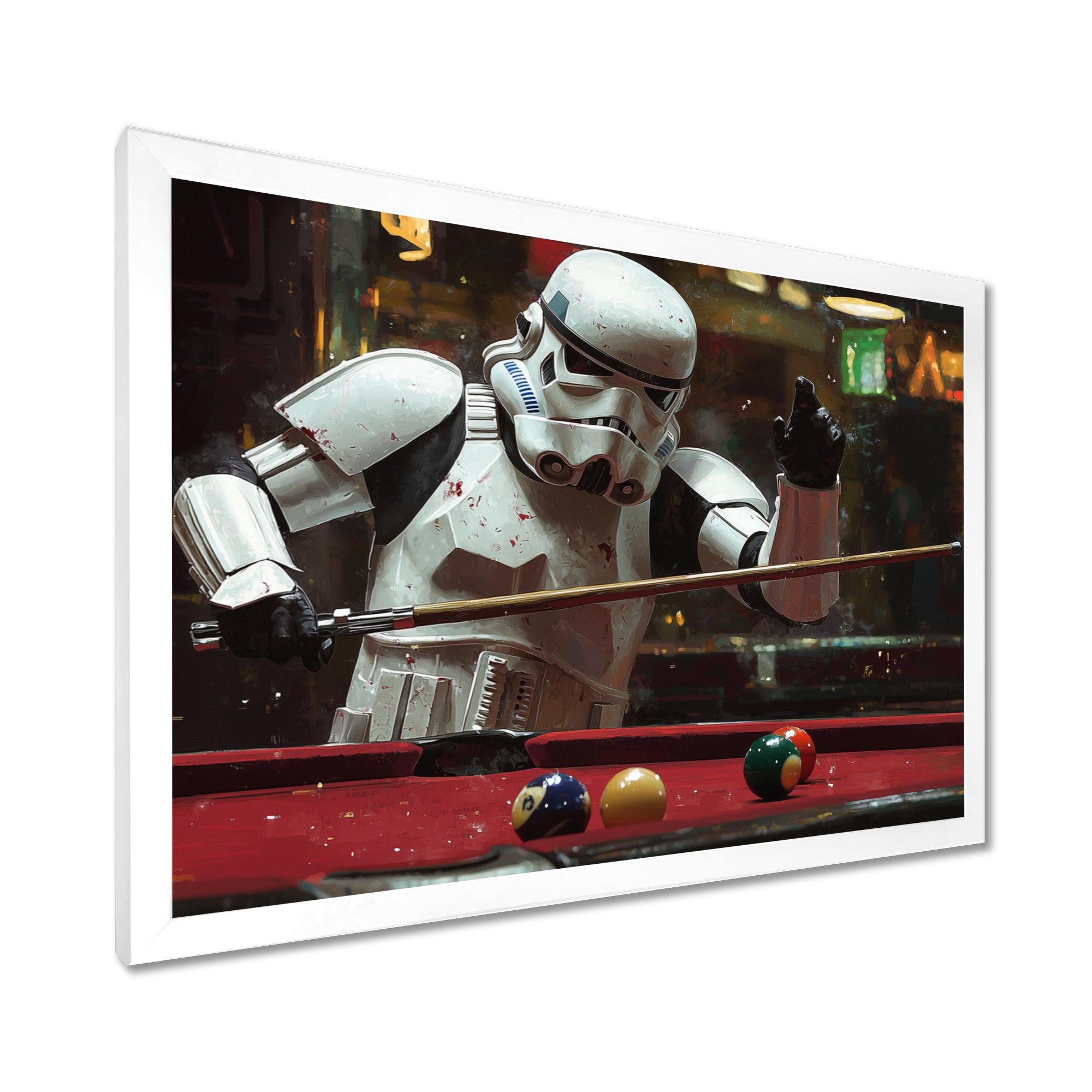 White Stormtrooper Playing Pool Billard I - Billiards Canvas Wall Art