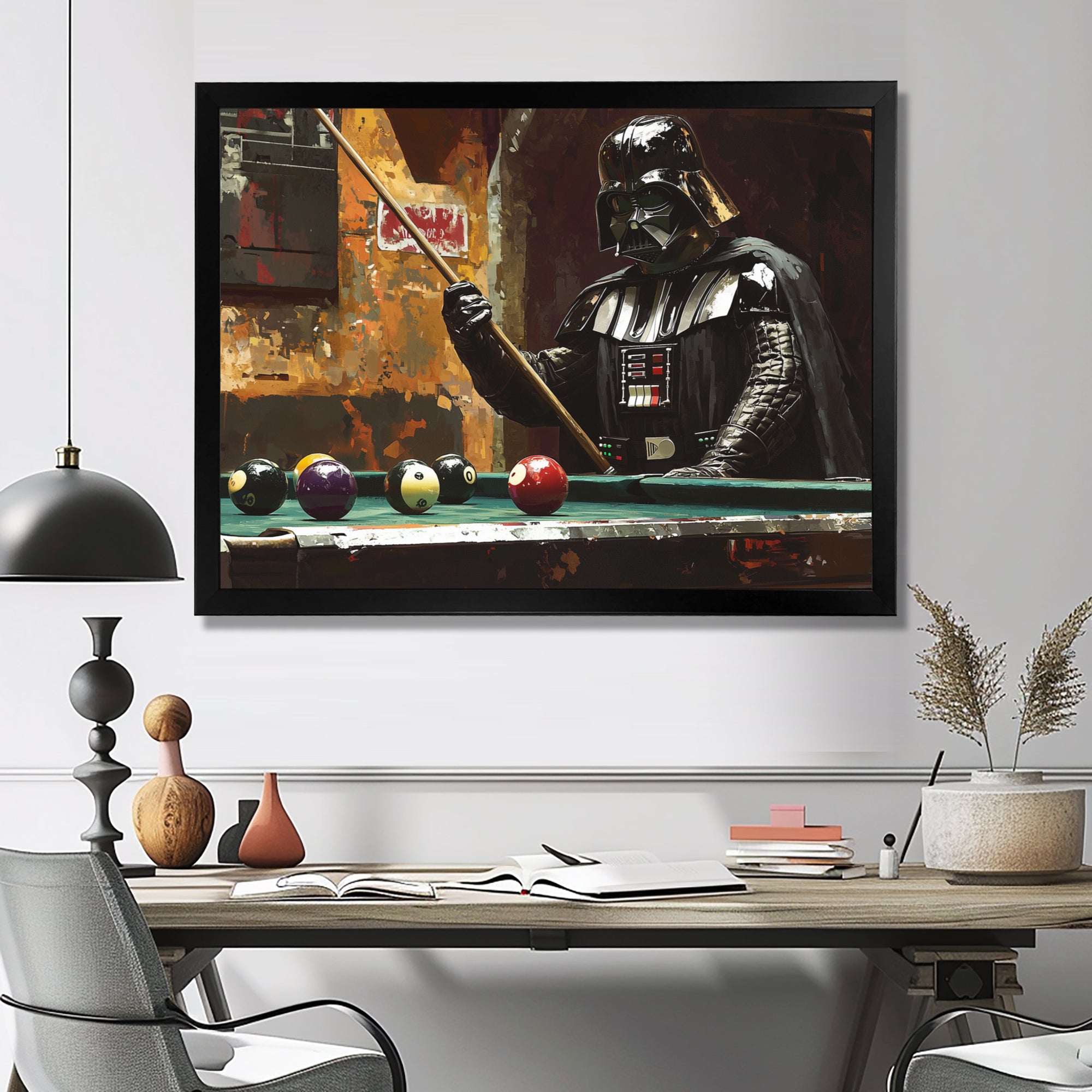 Dark Vader Playing Billiards I - Billiards Canvas Wall Art