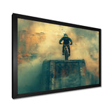 Green Freestyle BMX Bike Tricks - Cycling Canvas Wall Art
