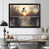 Black Street BMX Bike Tricks - Cycling Canvas Wall Art