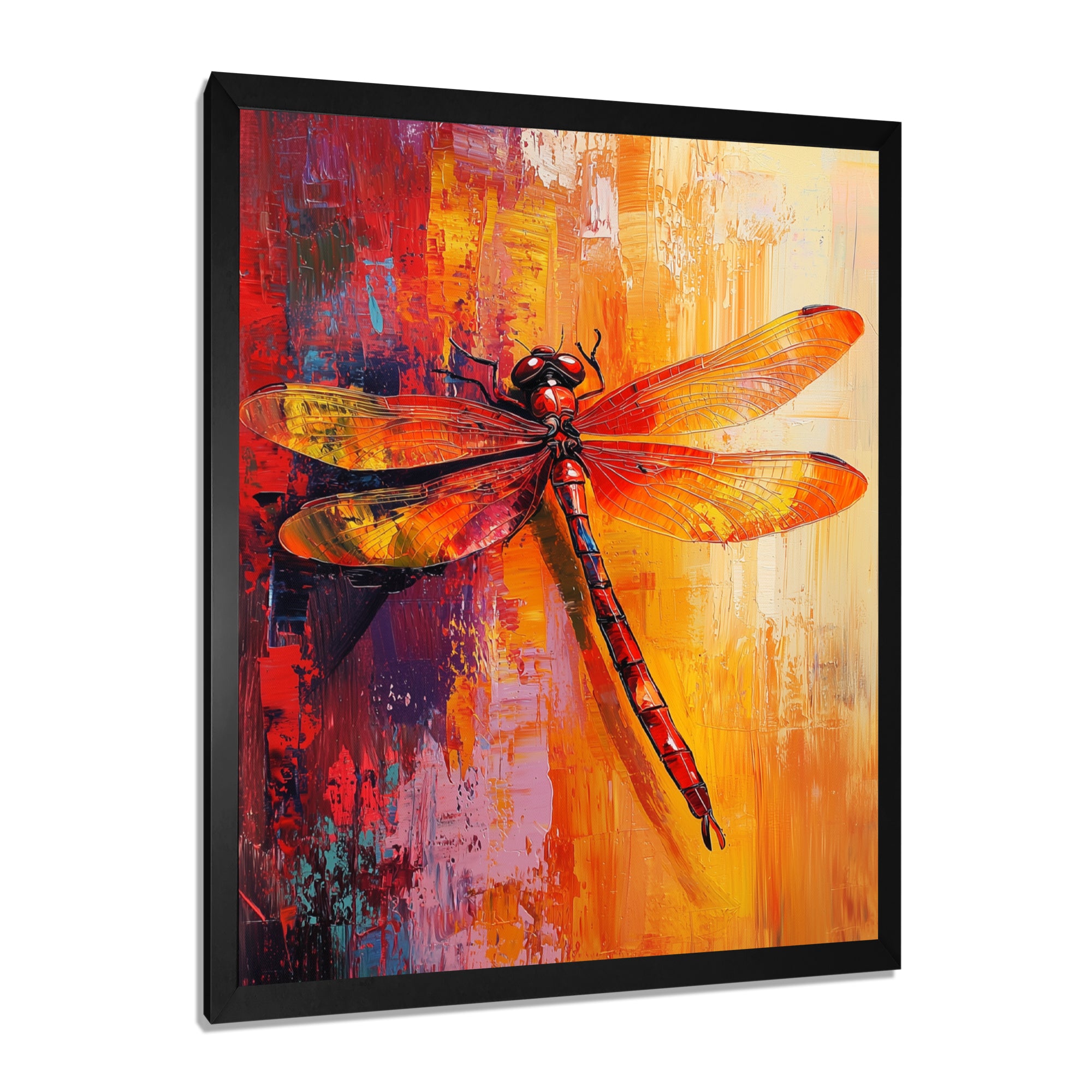 Red Yellow Dragonfly's Breath - Dragonfly Wall Decor