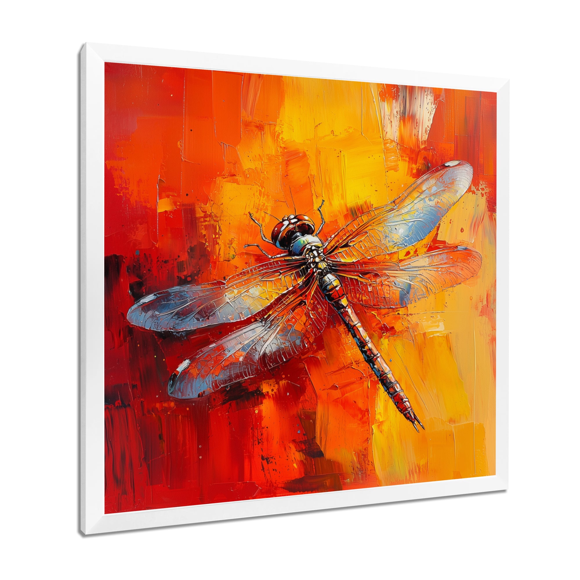 Orange Yellow Dragonfly's Breath - Dragonfly Wall Art Prints