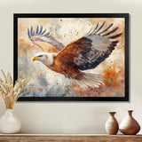Brown Yellow Bold Eagle Soaring High - Eagle Home Decor Art