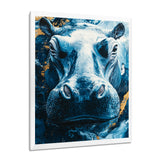 Blue Hippo Portrait - Hippopotamus Bedroom Wall Art
