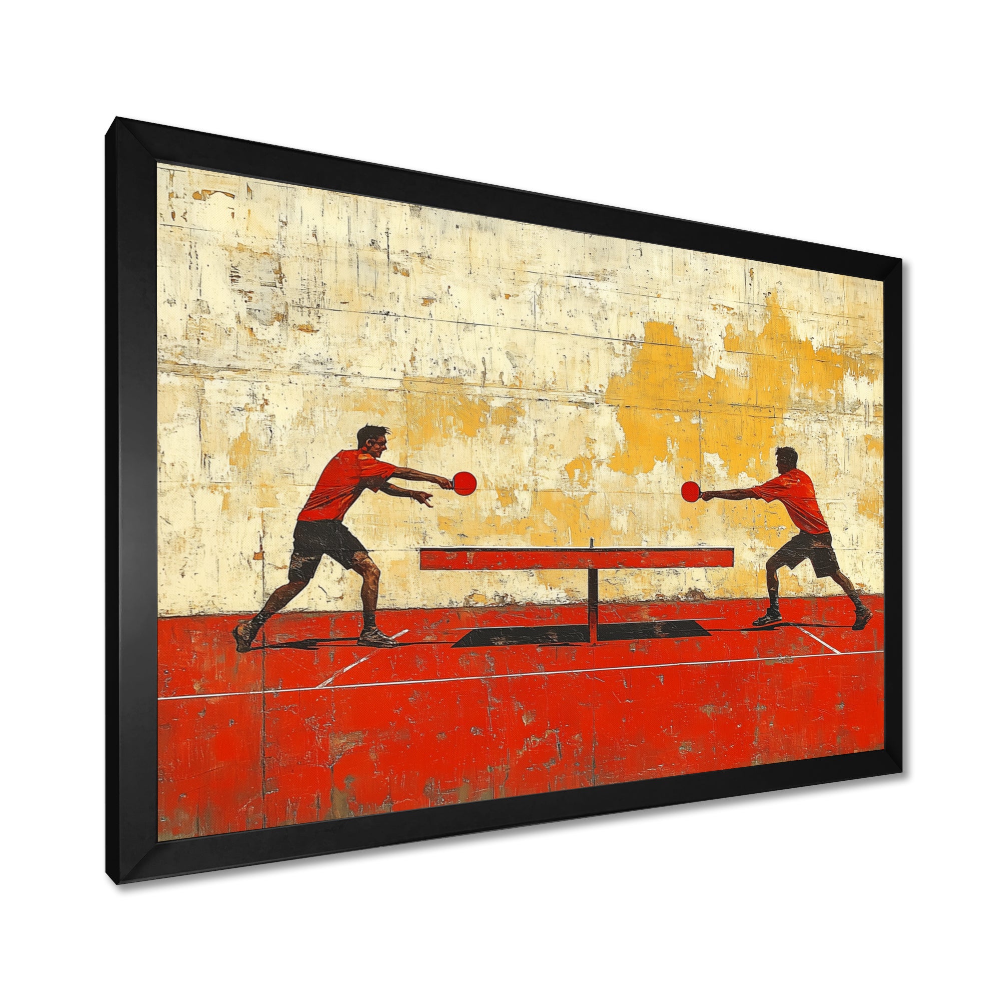 Red And Gold Ping Pong Competition - Sport Pingpong Canvas Wall Art