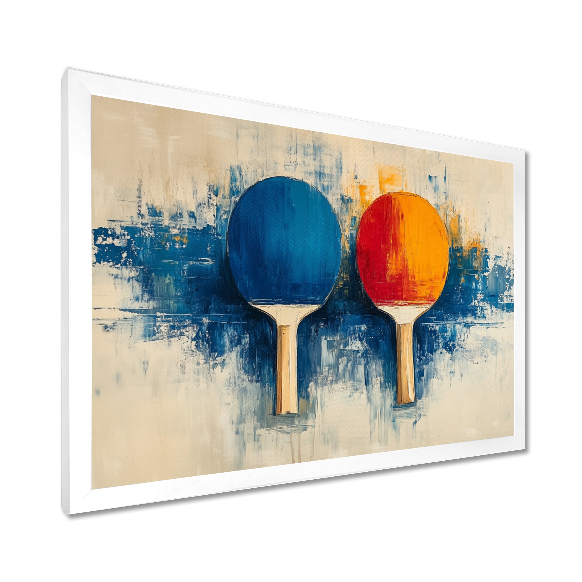 Blue Paddle Frenzy - Sport Pingpong Canvas Wall Art
