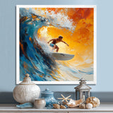 Blue Surfing Competition I - Surfing Canvas Wall Art