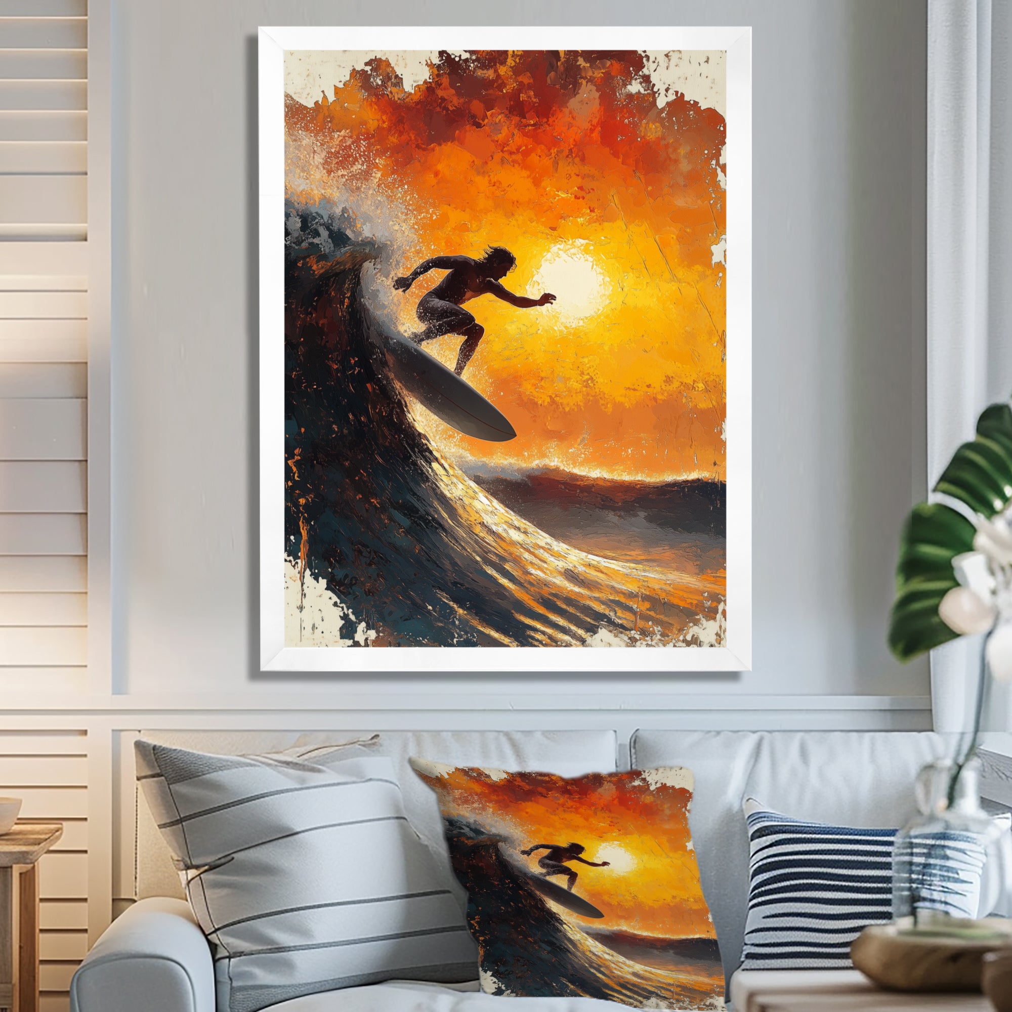 Yellow Surfing Competition - Surfing Canvas Wall Art