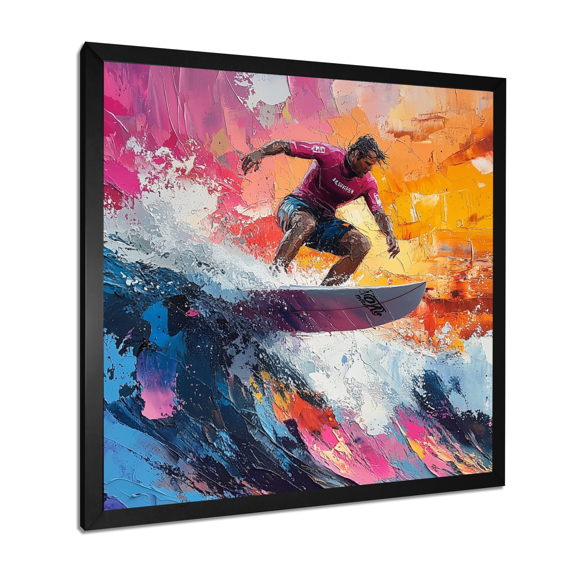 Pink Surfing Competition I - Surfing Canvas Wall Art