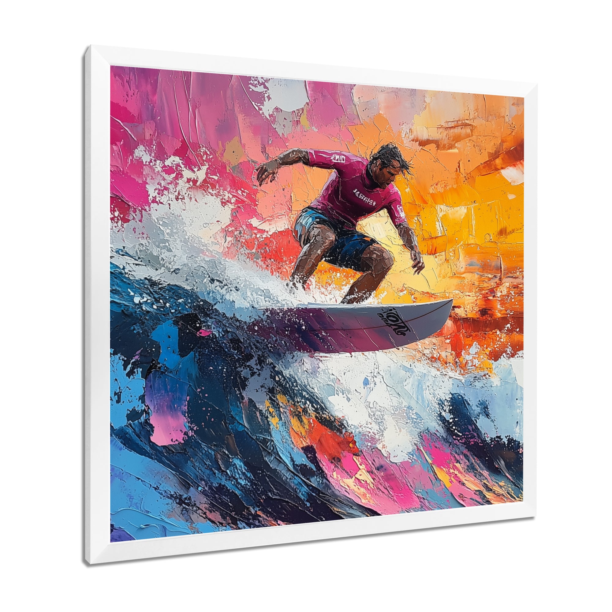 Pink Surfing Competition I - Surfing Canvas Wall Art