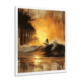 Vintage Yellow Surfing Landscape - Surfing Canvas Wall Art