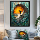 Green Surfing Mosaic - Surfing Canvas Wall Art