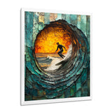 Green Surfing Mosaic - Surfing Canvas Wall Art