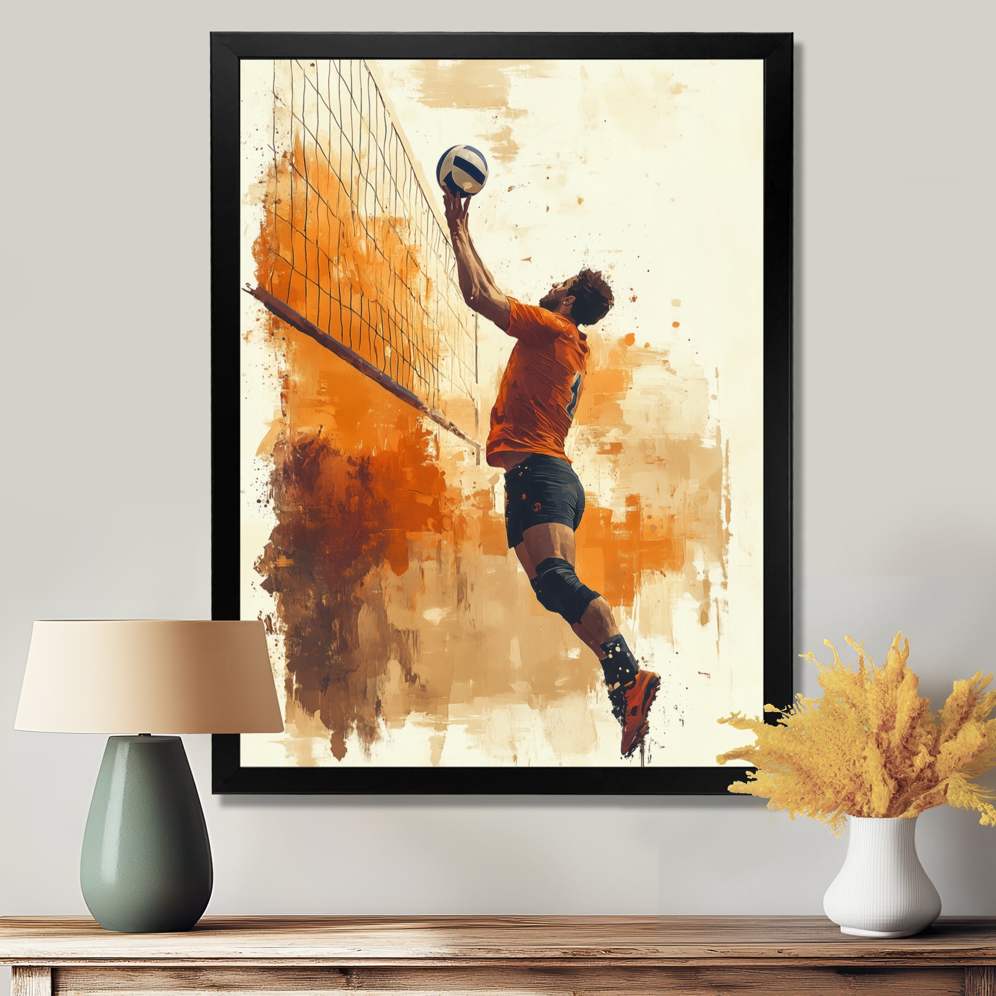 Orange Serving Strong - Volleyball Canvas Wall Art