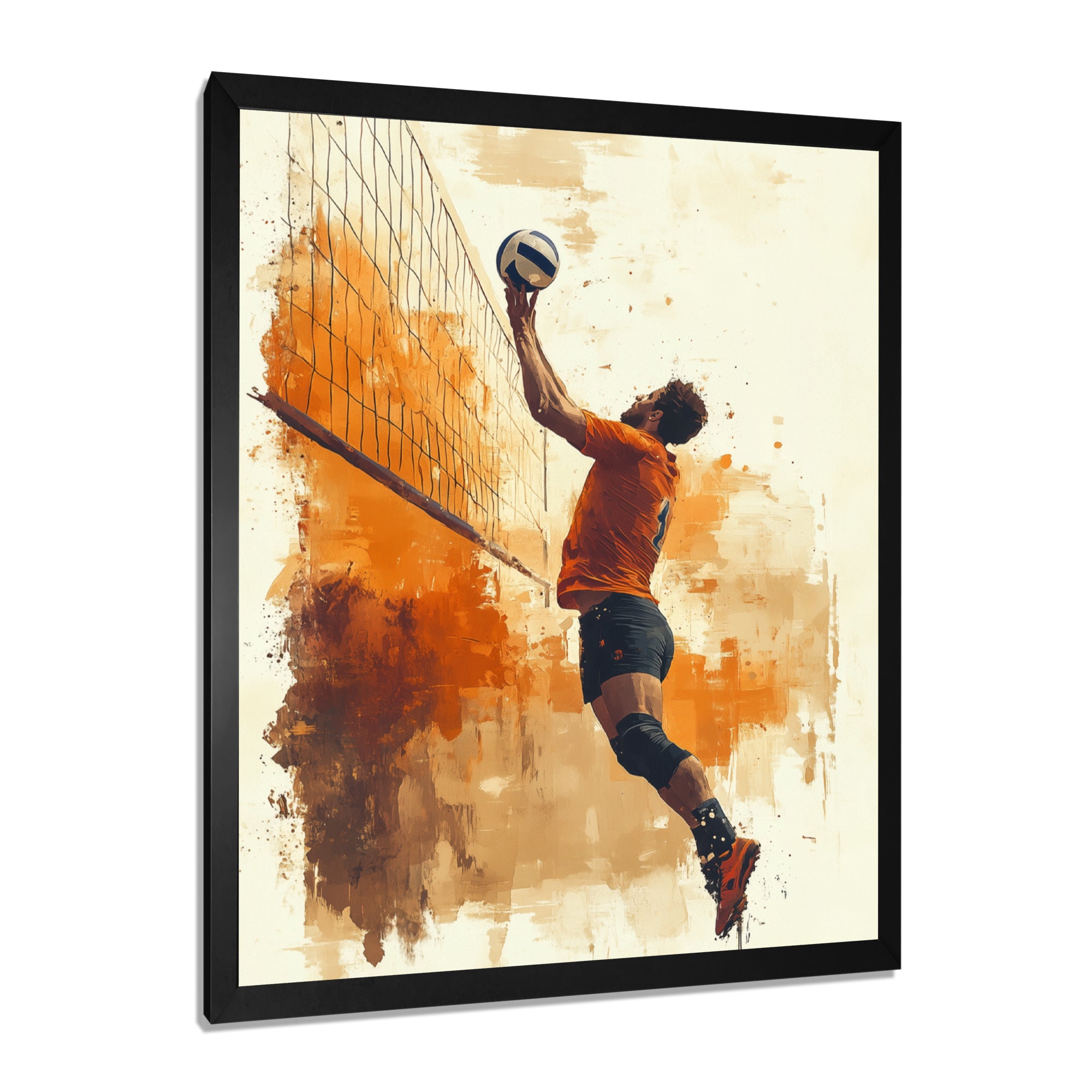 Orange Serving Strong - Volleyball Canvas Wall Art