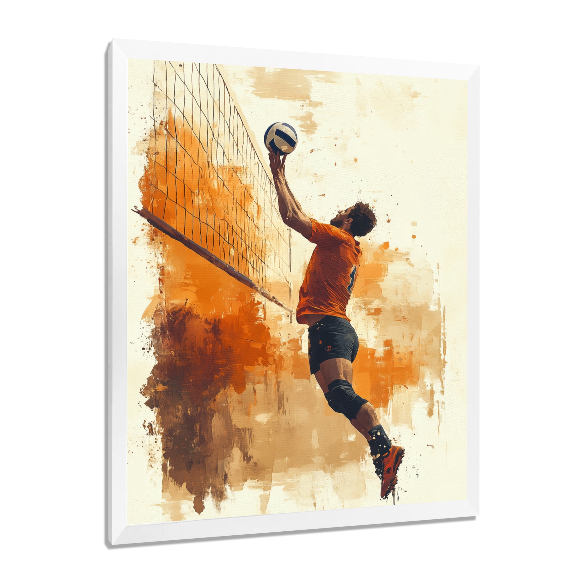 Orange Serving Strong - Volleyball Canvas Wall Art