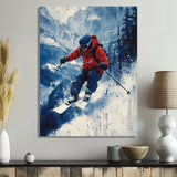 Red Ski Big Air Accented With Blue I - Skiing Canvas Wall Art