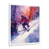 Purple Ski Slopestyle Accented With Orange I - Skiing Canvas Wall Art