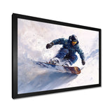 White Snowboard Big Air Mens Accented With Green - Winter Sport Canvas Wall Art