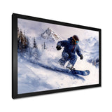 White Snowboard Big Air Mens Accented With Blue - Winter Sport Canvas Wall Art