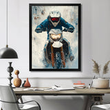 Red Snowmobile Hill Cross Accented With Blue - Skiing Canvas Wall Art